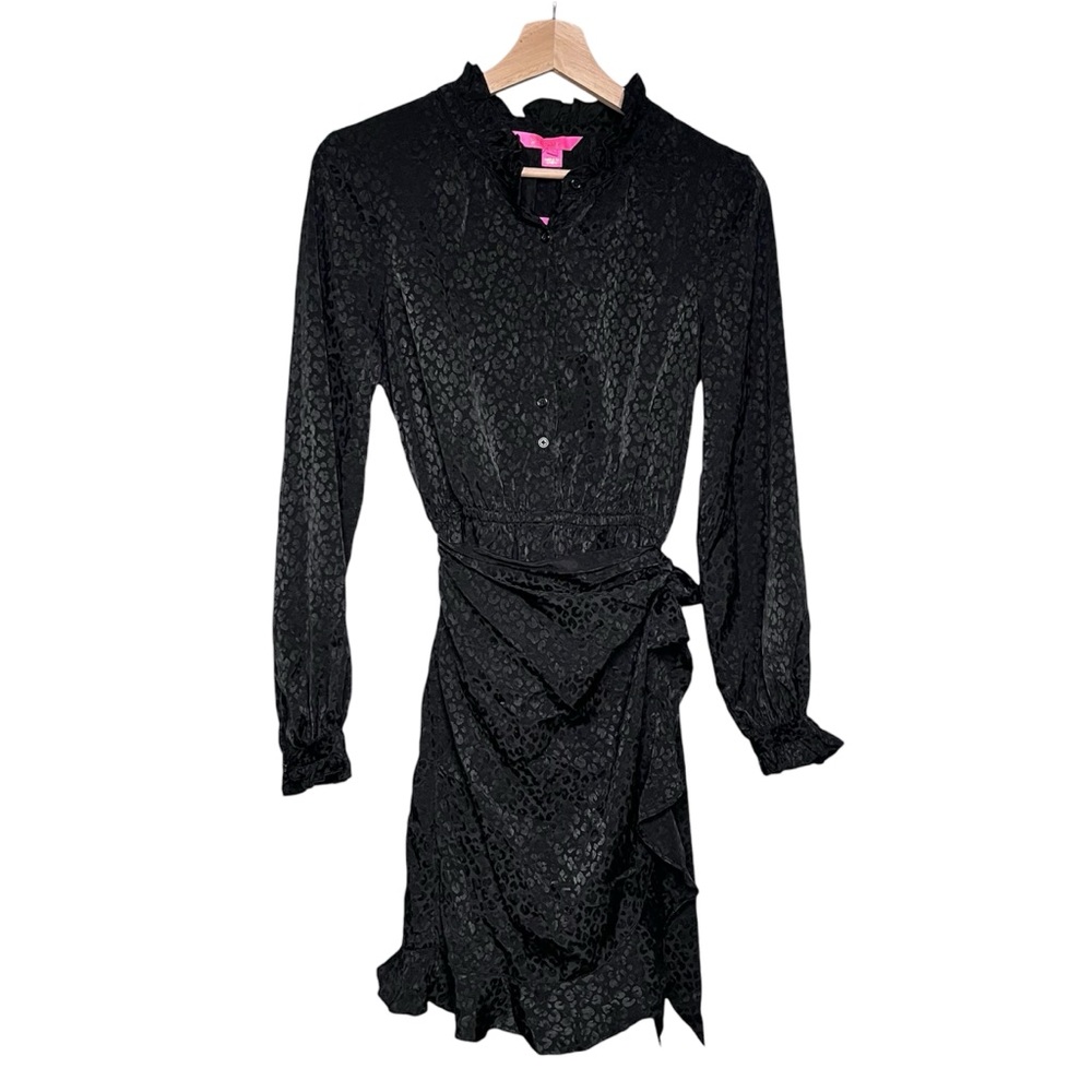 Lilly Pulitzer Ariana Onyx Petite Leopard Jacquard Wrap Dress